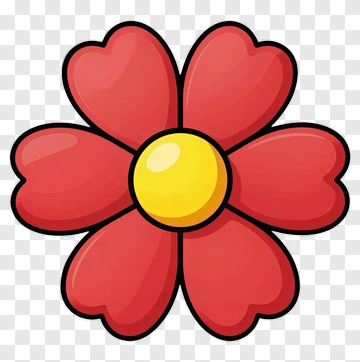Red Flower With Yellow Center PNG