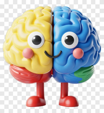 Two Cartoon Brains With Expressive Faces PNG