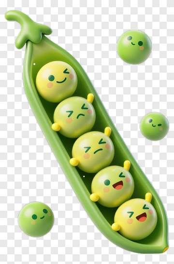 Cute Pea Pod With Happy Peas PNG