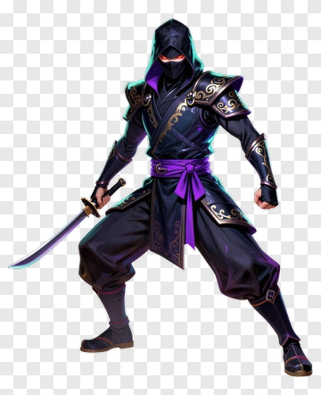 Ninja In Dark Armor With Sword PNG
