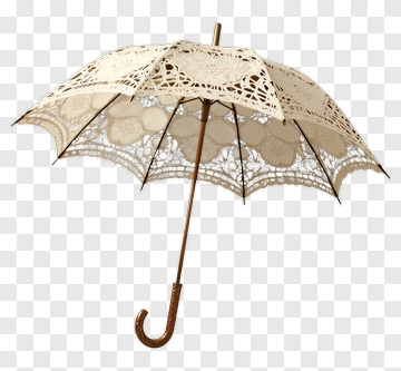 Vintage Lace Umbrella With Wooden Handle PNG