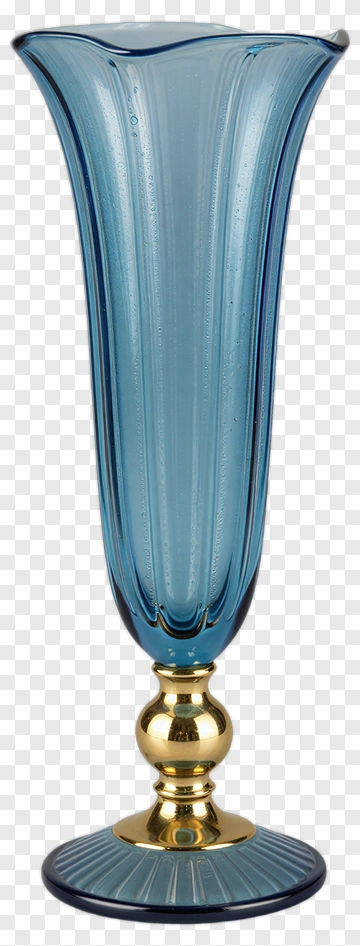 Blue Glass Vase With Gold Base PNG