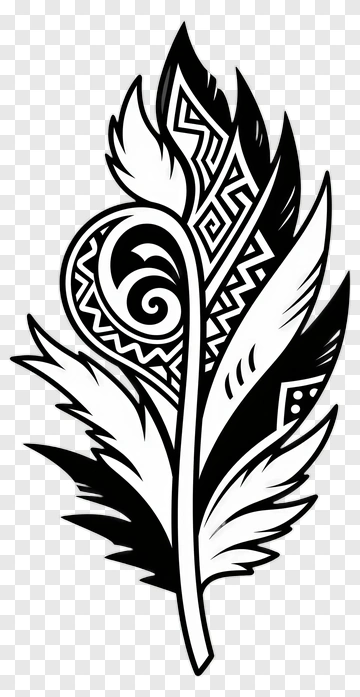 Tattoo Style Feather Design PNG