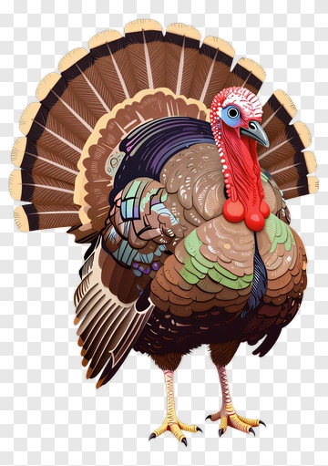 Colorful Turkey With Spread Feathers PNG