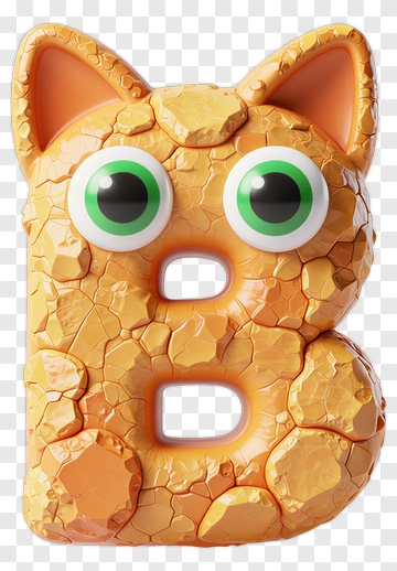 Cartoon Letter B With Cat Face PNG