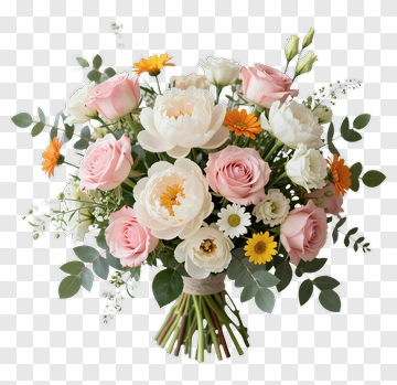 Pastel Flower Bouquet With Roses And Peonies PNG