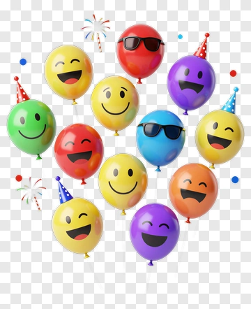 Colorful Balloons With Emoji Faces PNG