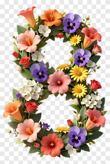 Floral Number Eight Design PNG