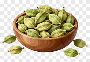 Cardamom In Wooden Bowl PNG