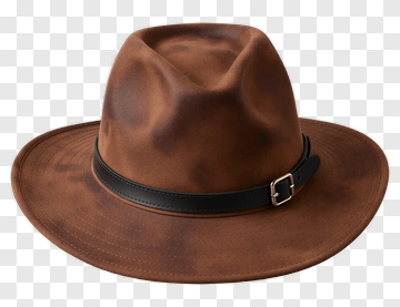 Classic Brown Leather Fedora Hat PNG