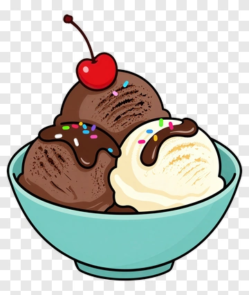 Chocolate And Vanilla Ice Cream With Cherry PNG