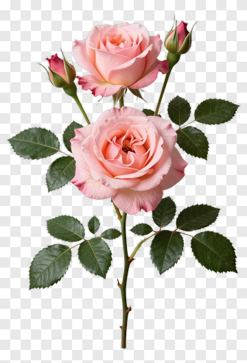 Pink Rose With Bud And Leaf PNG