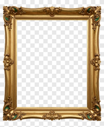 Ornate Gold Frame With Emerald Accents PNG