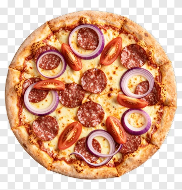 Pizza With Salami And Onion PNG