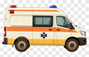 Ambulance Side View With Emergency Lights PNG