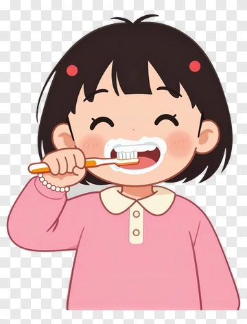Child Brushing Teeth PNG