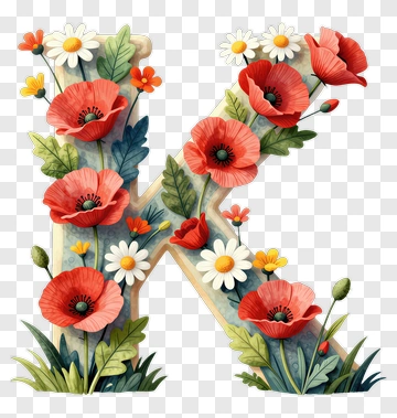 Floral Letter K PNG