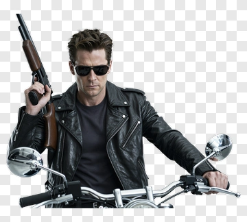 Man On Motorcycle Holding Gun PNG