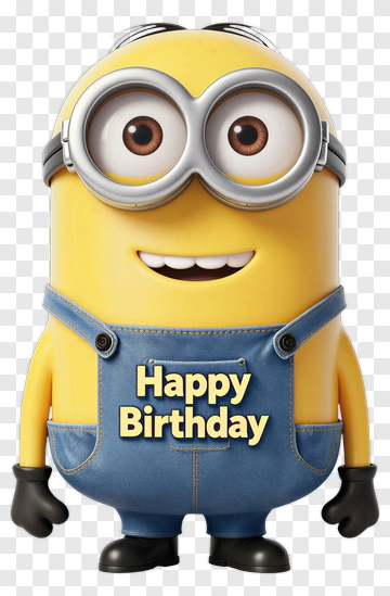 Yellow Minion With Happy Birthday Text PNG