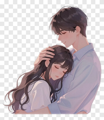 Couple Hugging In Soft Colors PNG