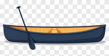 Blue Canoe With Orange Interior And Paddle PNG