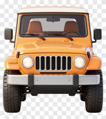 Orange Jeep Front View PNG