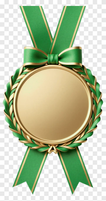 Green And Gold Medal With Ribbon PNG