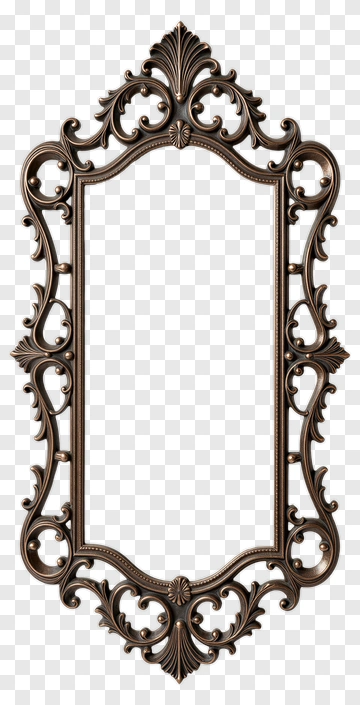 Ornate Mirror With Intricate Carvings PNG