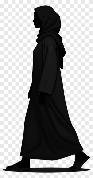 Silhouette Of A Woman Walking In Hijab PNG