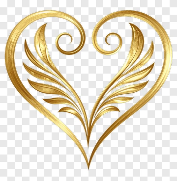 Golden Heart With Wing Design PNG
