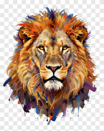 Lion With Colorful Paint Splatter PNG