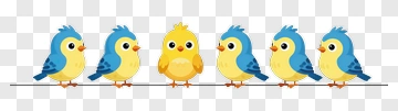 Cartoon Birds On Wire PNG