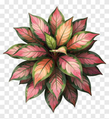 Colorful Tropical Plant With Pink And Green Leaves PNG
