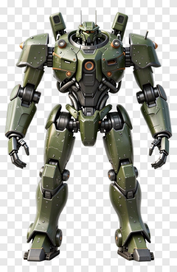 Green Mecha Robot Standing PNG