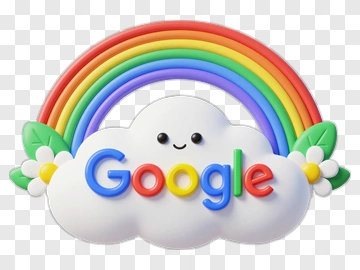 Google Logo With Rainbow And Cloud PNG