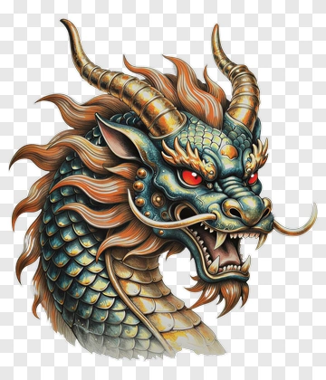 Detailed Dragon Head Illustration PNG