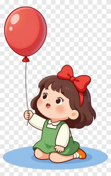 Girl Holding Red Balloon PNG