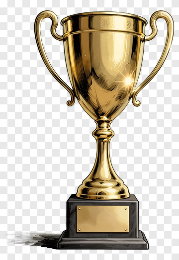 Golden Trophy With Plaque PNG