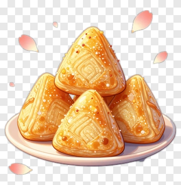 Golden Rice Dumplings With Sugar Glaze PNG