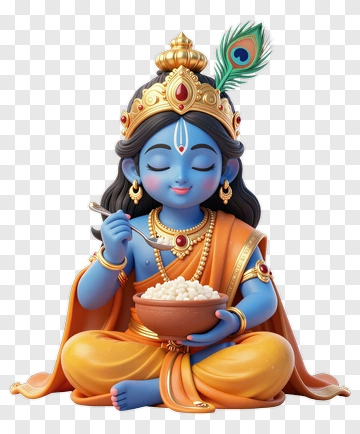 Blue-skinned Krishna Eating Rice PNG
