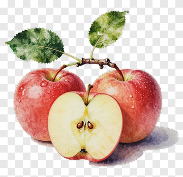 Fresh Red Apples With Green Leaves PNG