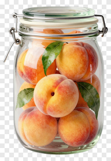 Fresh Peaches In Glass Jar PNG