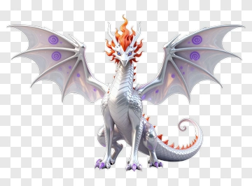 Silver Dragon With Fiery Crest PNG