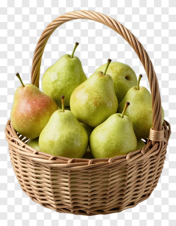Fresh Pears In Wicker Basket PNG