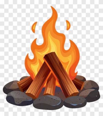 Campfire With Wood And Stone PNG