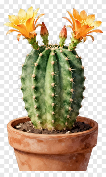 Blooming Cactus In Terracotta Pot PNG