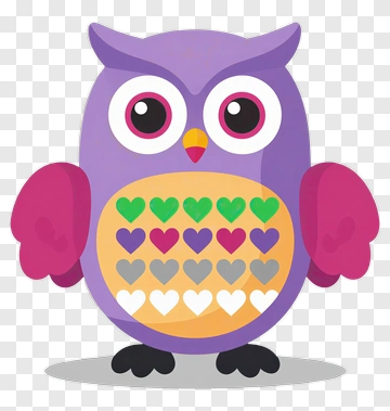 Cute Owl With Heart Pattern PNG