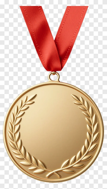 Golden Medal With Red Ribbon PNG