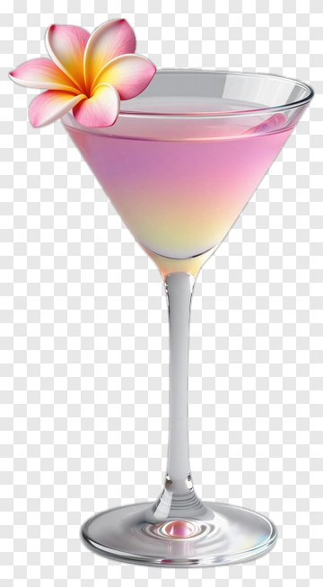 Pink Cocktail With Plumeria Flower PNG