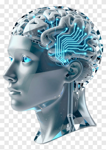 Human Head With Brain Circuit Board PNG